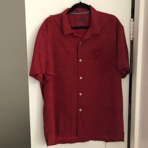 Tommy Bahama 100% Silk Camp Shirt Buttons Hawaiian Print Size Large